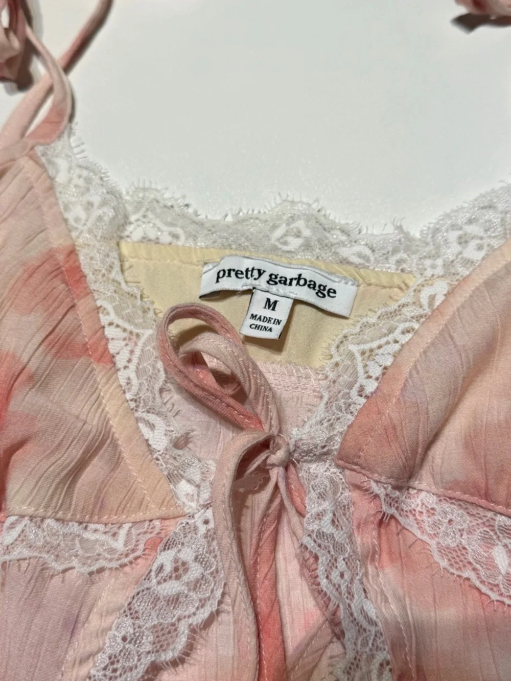Pretty garbage Pink Tie-Dye Lace Crop Top - Picture 5 of 7